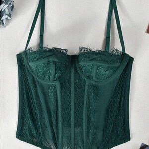Lace Underwire Bustier Corset Top - Dark Green